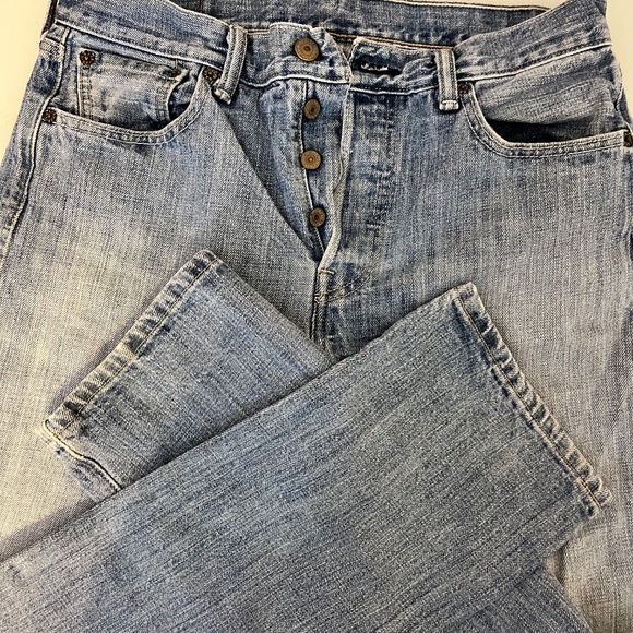 Levi’s 501 Jeans Button Fly Red Tag 30x30 Act 30x29 Blue Light Medium Wash Denim - Picture 6 of 9